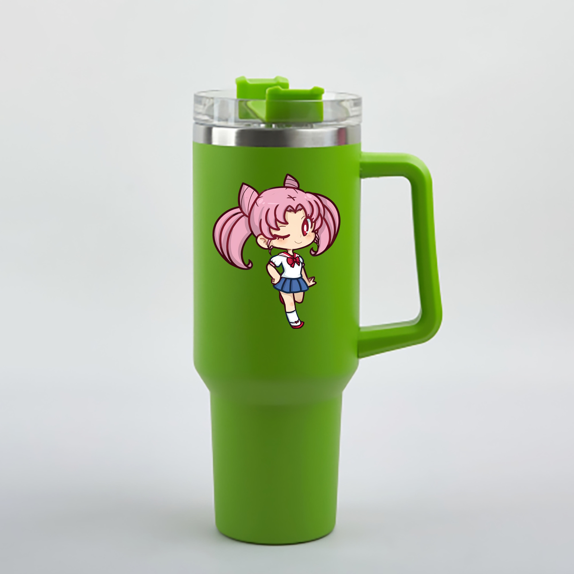 （画像用） 美少女戦士セーラームーン ちびうさ Sailor Moon Chibiusa Tsukino Usagi Small Lady Serenity 1200mL車用タンブラー - クリスタルステッカー（プラスチックストロー付き）